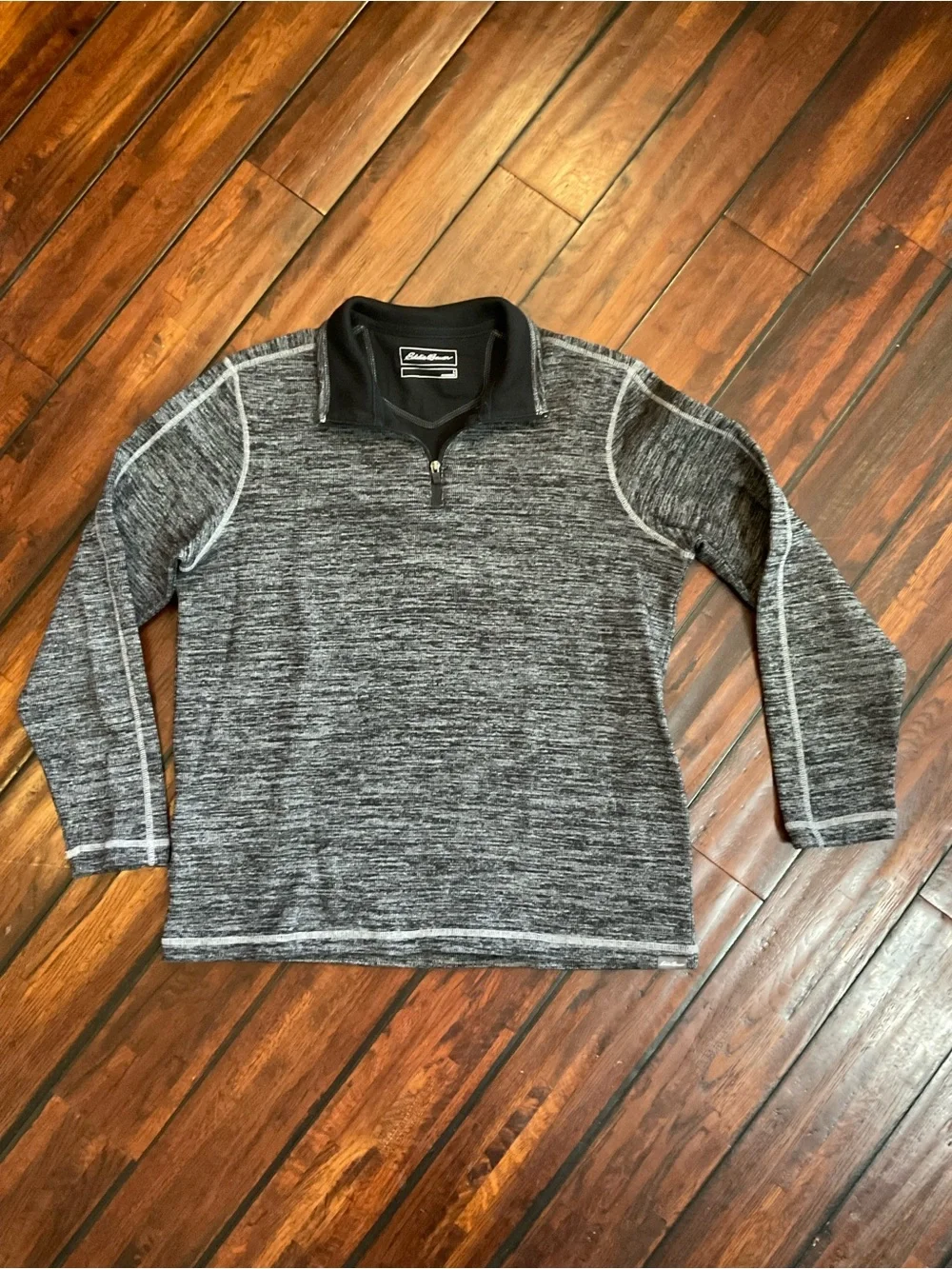 Eddie Bauer Men's Charcoal Heather Zip-Front Sweater Size L